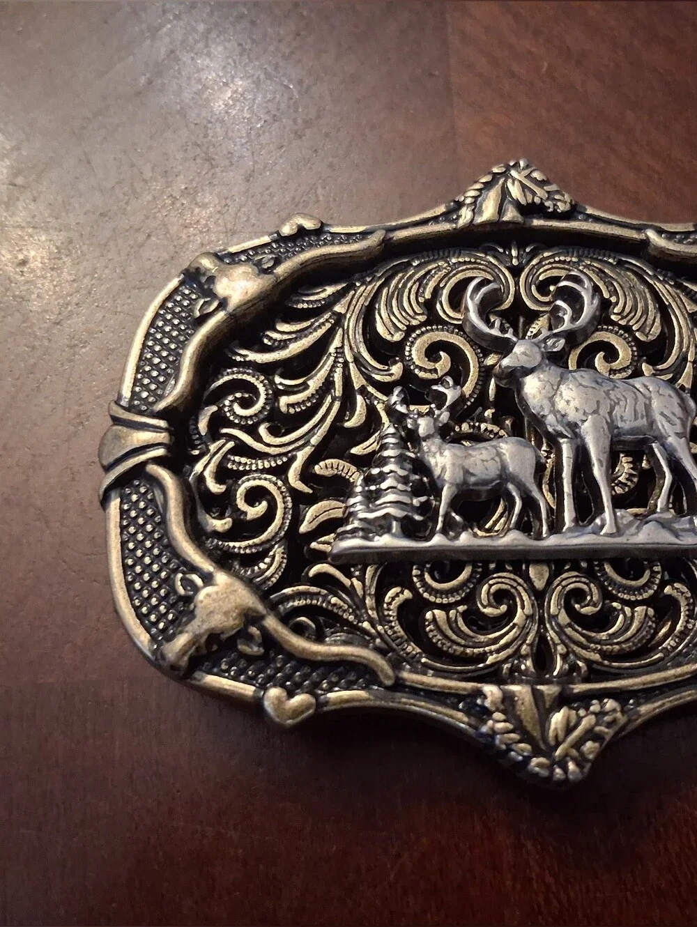 Western Deer Belt Buckle  Detailed Buck Deer Hunting Cowboy Country Belt
